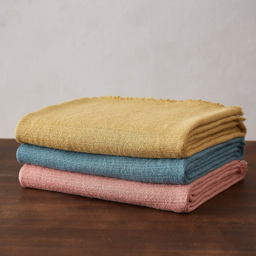 Alkas blanket, dusty pink & stone grey, 50% linen & 50% cotton |High quality homewares