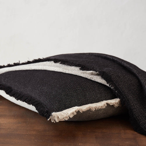 Alkas blanket, black & stone grey, 50% linen & 50% cotton |High quality homewares