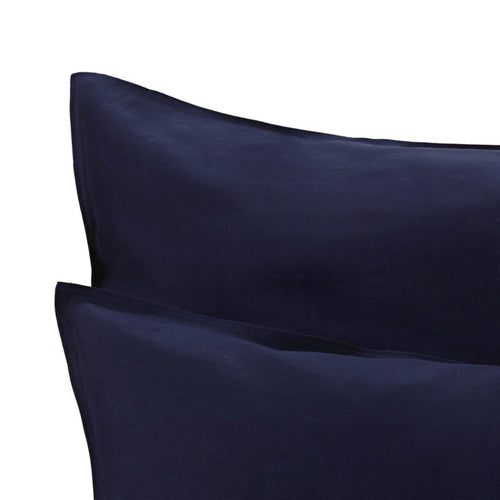 Bellvis pillowcase, dark blue, 100% linen | URBANARA linen bedding