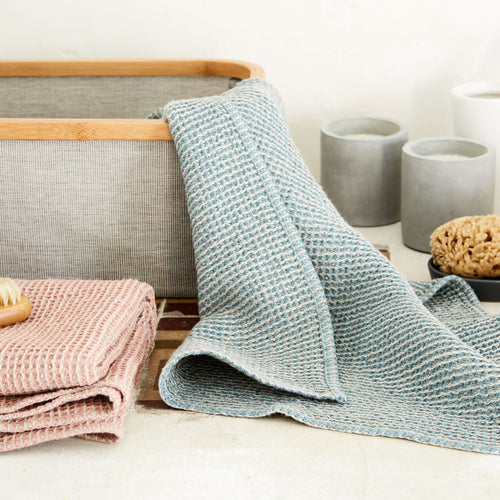 Kotra Towel Collection grey green & natural, 50% linen & 50% cotton | URBANARA linen towels