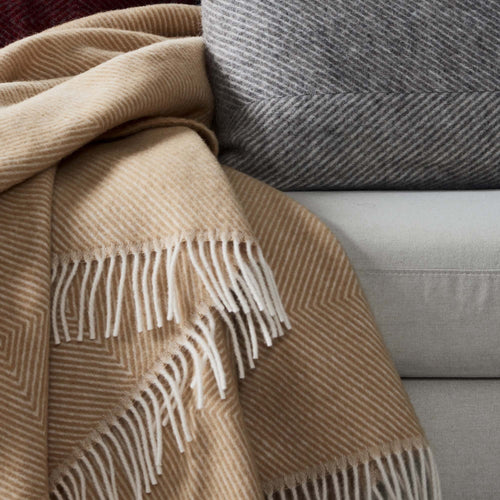 Gotland Wool Blanket in mustard & cream | Home & Living inspiration | URBANARA