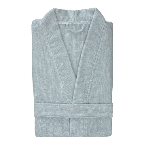 Ventosa Organic Cotton Bathrobe light grey green & white, 100% organic cotton | URBANARA bathrobes