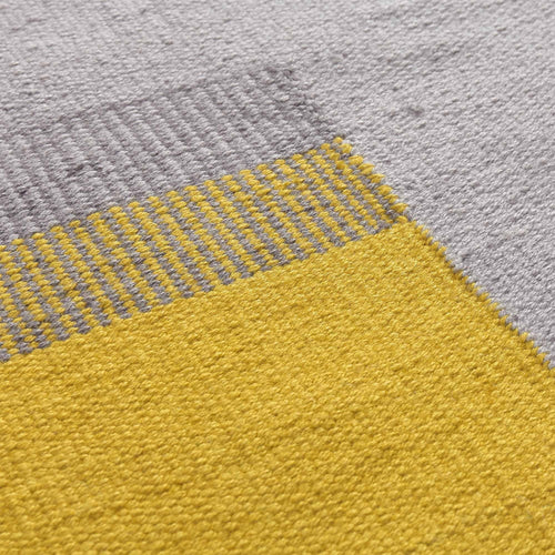 Indari rug, grey & ice blue & bright mustard, 100% pet | URBANARA outdoor accessories