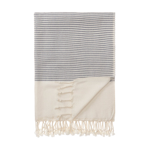 Hammam Towel Bolu Grey blue & Natural white, 50% Bamboo & 50% Cotton