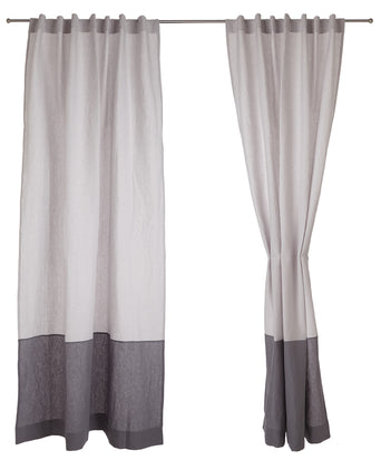 Cataya Linen Curtain light grey & charcoal, 100% linen