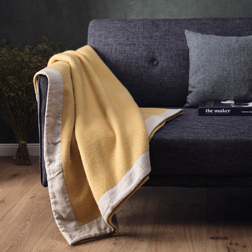 Fyn Wool Blanket in mustard & natural | Home & Living inspiration | URBANARA