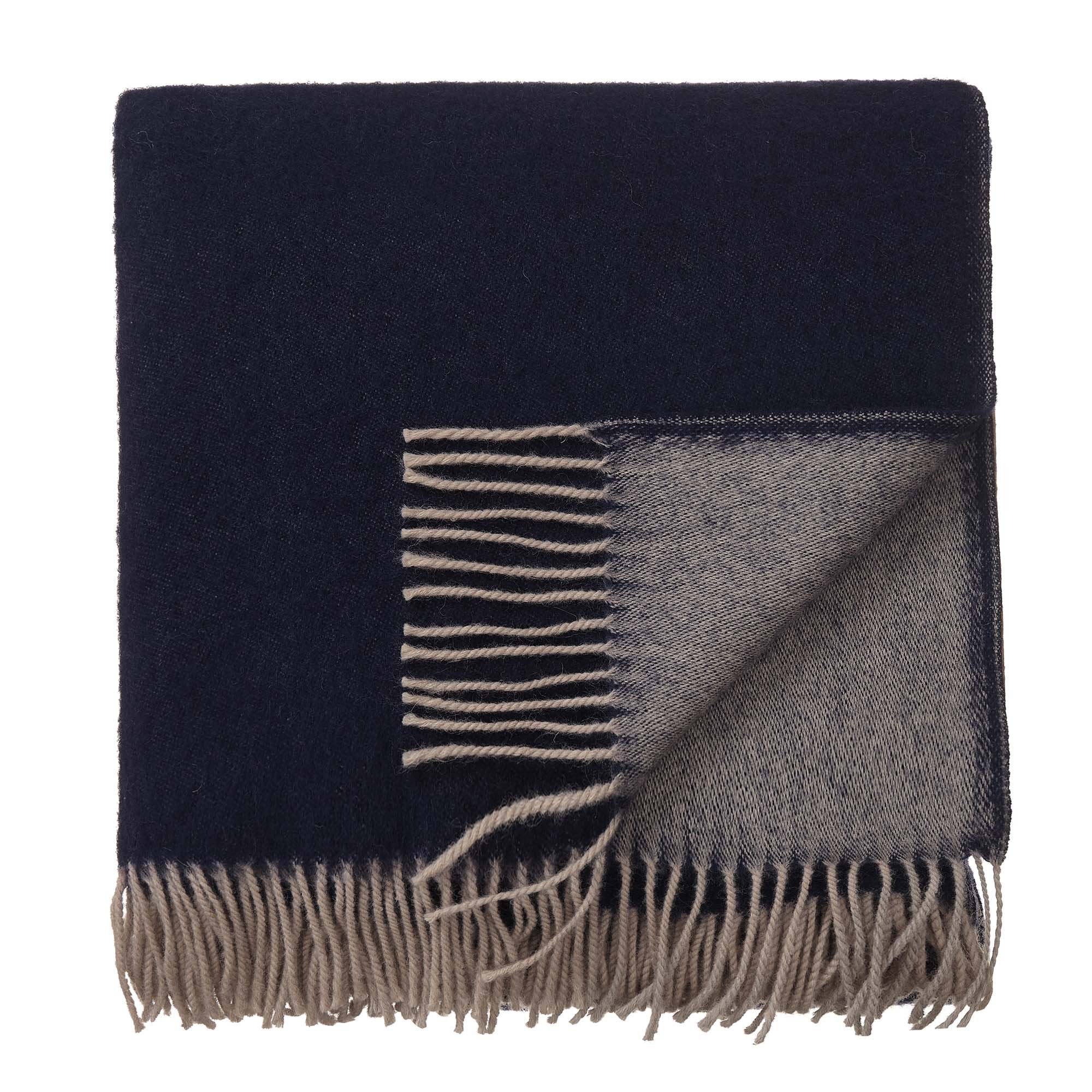 Jonava Merino Wool Blanket dark blue URBANARA