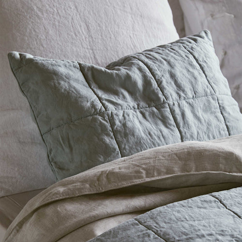 Cushion Cover Karlay Green grey, 100% Linen | URBANARA Bedspreads & Quilts