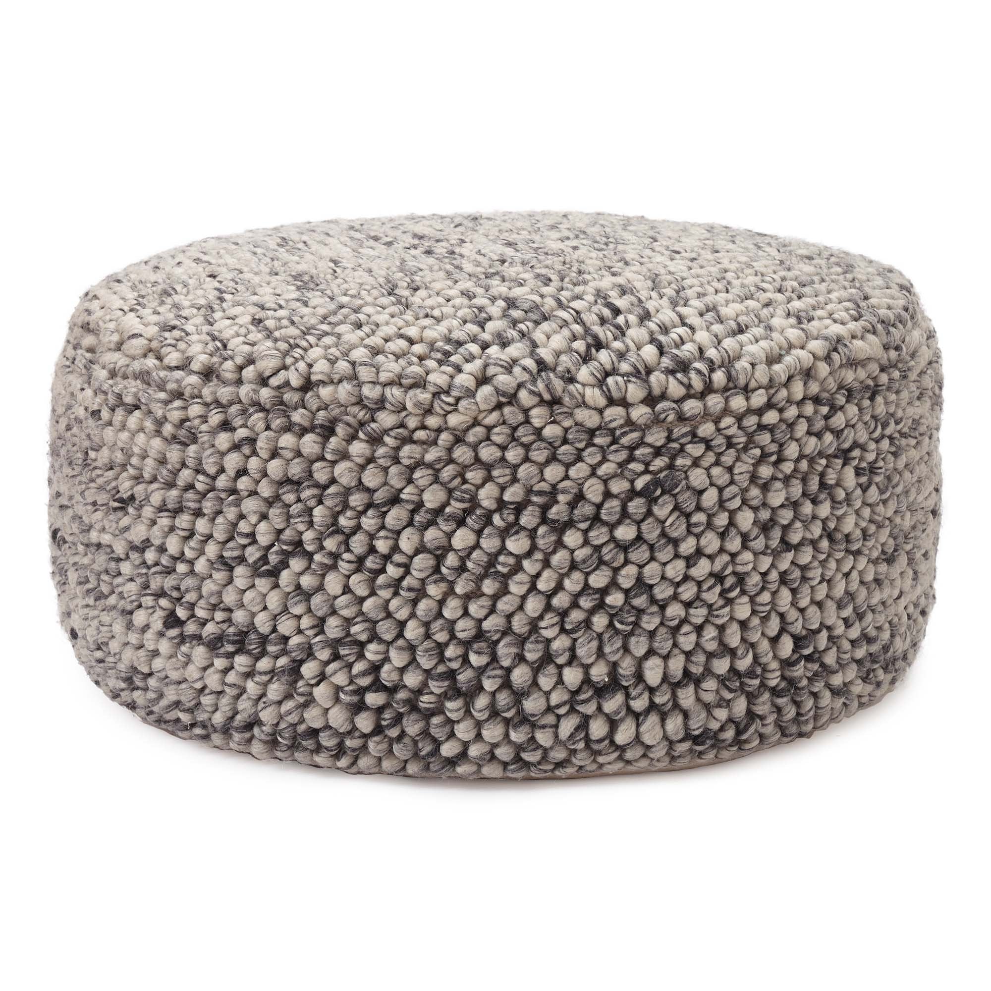 Wool Pouffe Ravi off white grey URBANARA