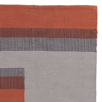 Indari Rug dark grey blue & pigeon blue & terracotta, 100% pet