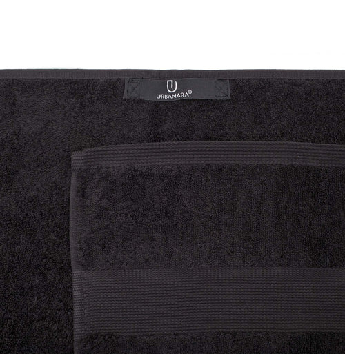 Penela hand towel, black, 100% egyptian cotton | URBANARA cotton towels
