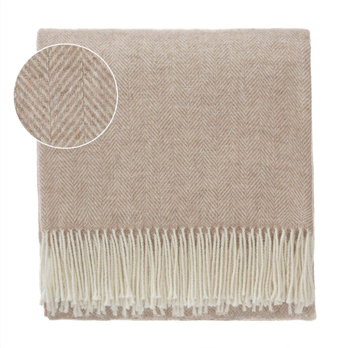 Corcovado Alpaca Blanket light brown & off-white, 50% alpaca wool & 50% merino wool