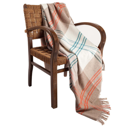 Cordoba blanket, cream & light brown, 50% alpaca wool & 50% merino wool | URBANARA alpaca blankets