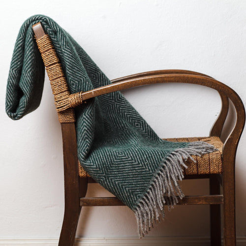 Gotland Dia Wool Blanket in green & grey | Home & Living inspiration | URBANARA