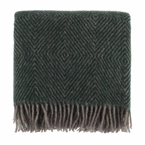 Gotland Dia Wool Blanket green & grey, 100% new wool
