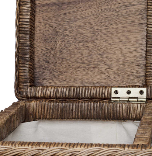 Java laundry basket, dark brown, 100% rattan & 100% cotton | URBANARA laundry baskets