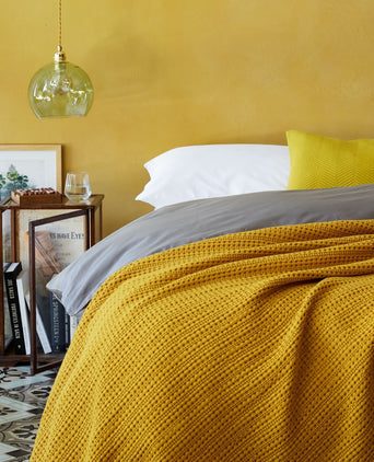 Anadia bedspread, mustard, 100% cotton
