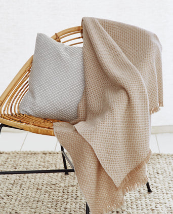Alashan blanket, beige & cream, 100% cashmere wool