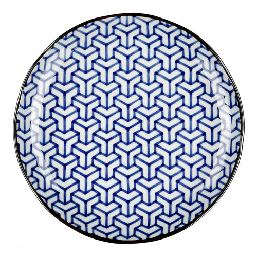 Onuma plate, white & blue, 100% ceramic