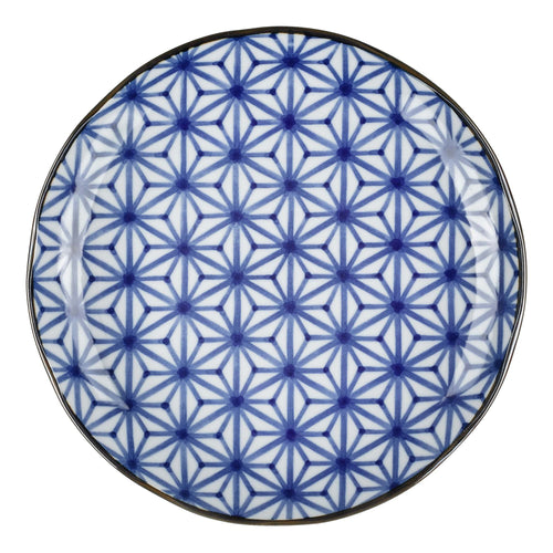 Onuma plate, white & blue, 100% ceramic