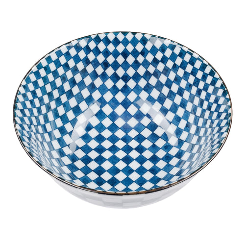 Onuma bowl, white & blue, 100% ceramic | URBANARA plates & bowls