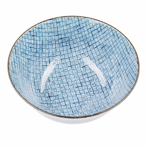 Onuma bowl, white & blue, 100% ceramic | URBANARA plates & bowls