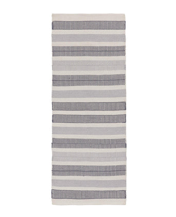 Vandani Runner off-white & grey & dark grey blue, 100% cotton
