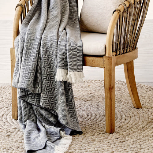 Uyuni blanket, charcoal & cream, 100% cashmere wool | URBANARA cashmere blankets