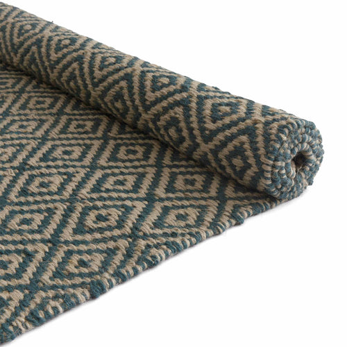 Dasheri rug, teal, 100% jute | URBANARA jute rugs