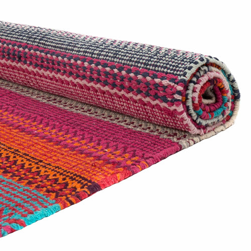 Aonla Rug pink & grey & turquoise & ecru, 100% cotton | High quality homewares