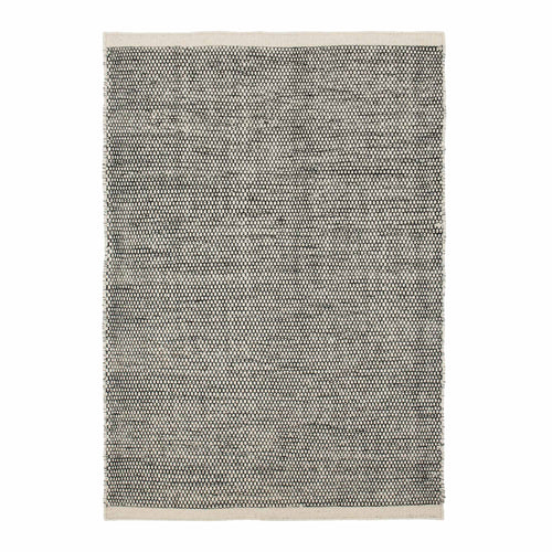 Kolong rug, off-white & black, 100% new wool | URBANARA wool rugs