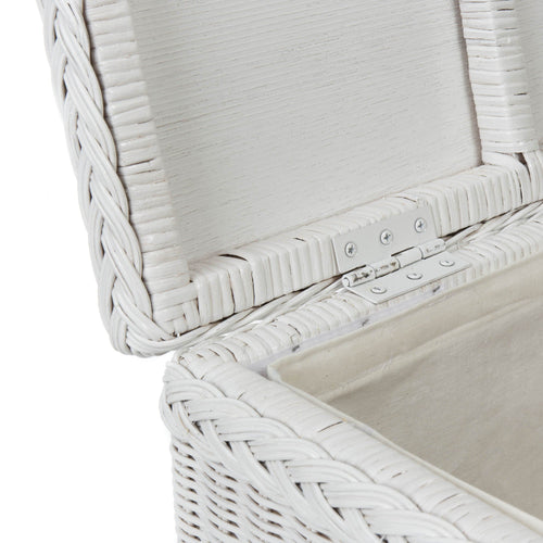 Java laundry basket, painted white, 100% rattan & 100% cotton | URBANARA laundry baskets