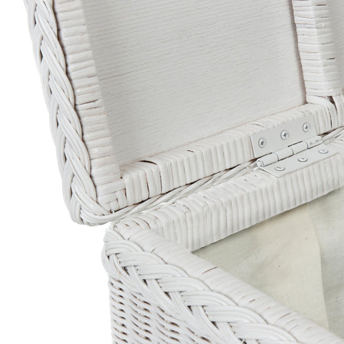Java laundry basket, painted white, 100% rattan & 100% cotton | URBANARA laundry baskets