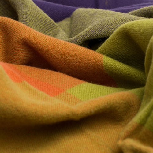 Caracas blanket, dark purple & orange, 100% merino wool |High quality homewares