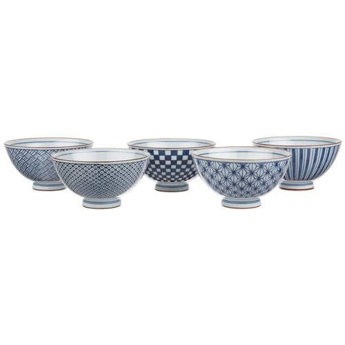 Onuma bowl, white & blue, 100% ceramic