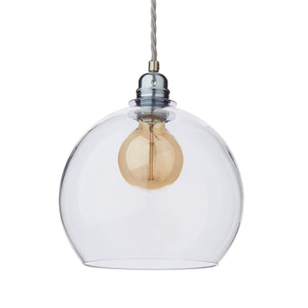 Ribe pendant lamp, transparent & silver, 100% glass & 100% metal