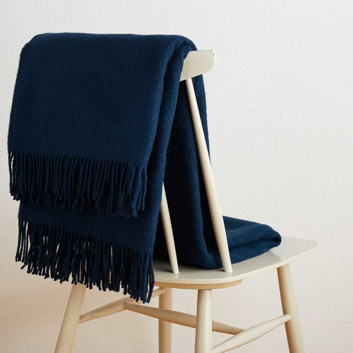 Miramar Wool Blanket in dark blue | Home & Living inspiration | URBANARA