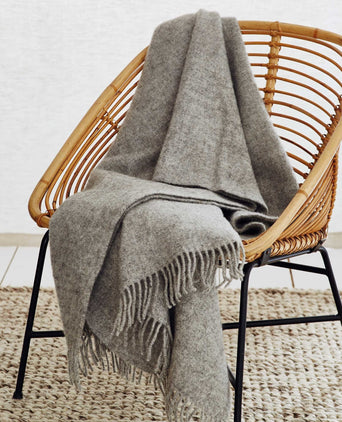 Miramar blanket, light grey, 100% lambswool