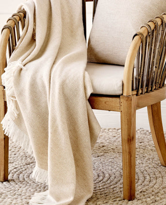Uyuni blanket, beige & cream, 100% cashmere wool
