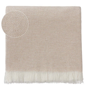 Uyuni blanket, beige & cream, 100% cashmere wool