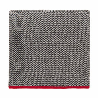 Foligno blanket, black & cream & red, 100% cashmere wool