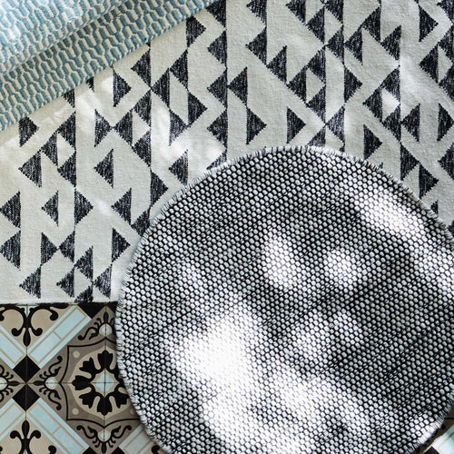 Kolong rug, off-white & black, 100% new wool | URBANARA wool rugs