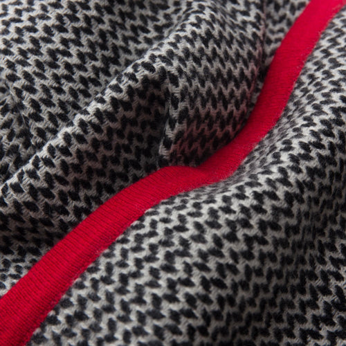 Foligno Cashmere Scarf black & cream & red, 100% cashmere wool | High quality homewares