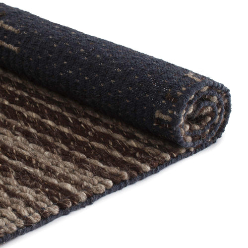Romo rug, light brown & brown, 50% wool & 50% cotton | URBANARA wool rugs