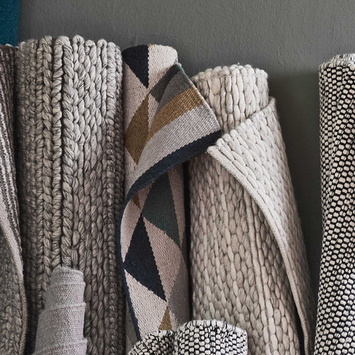 Barli rug, olive green, 50% new wool & 50% cotton | URBANARA wool rugs