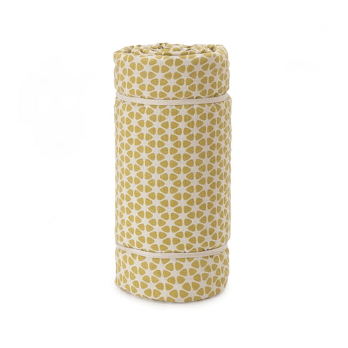Saldanha Picnic Blanket mustard & natural & brown, 75% cotton & 25% linen | URBANARA picnic blankets