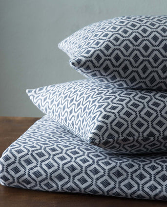 Viana cushion cover, blue grey & white, 100% cotton