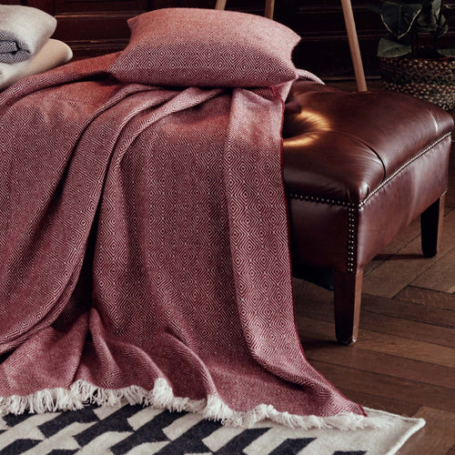 Uyuni cushion cover in bordeaux red & cream, 100% cashmere wool |Find the perfect cushion covers