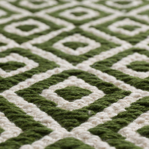 Tenali rug, olive green & off-white, 100% cotton |High quality homewares