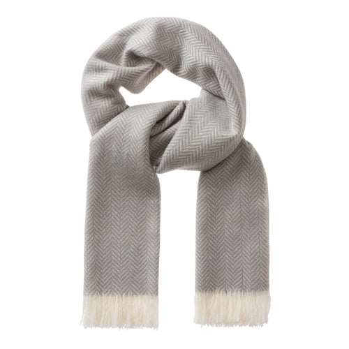 Nerva scarf, light grey & cream, 100% cashmere wool | URBANARA hats & scarves